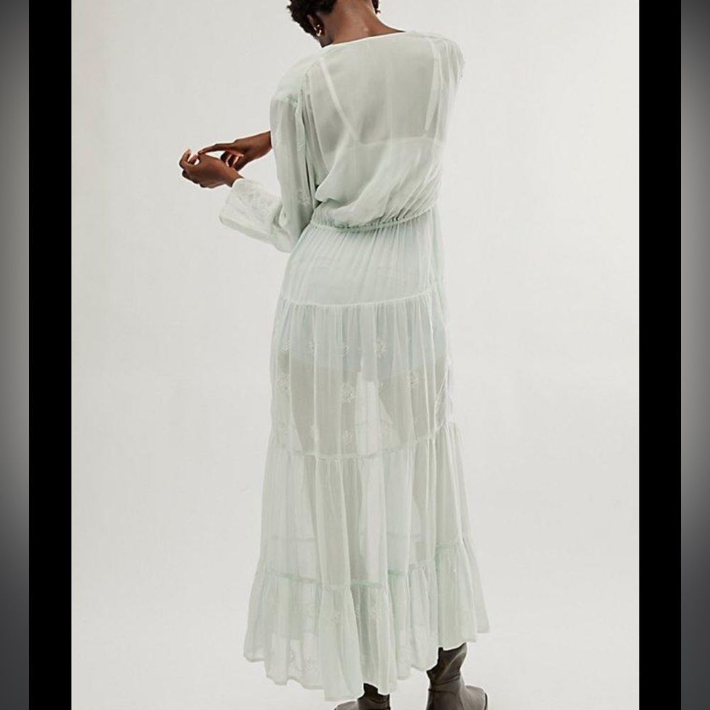 Free People x NFC La Cienega Embroidered Kimono Duster in Sky Combo - Picture 4 of 7